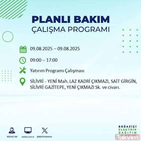 İstanbul'da hafta sonu (9 Ağustos) elektrik kesintisi var mı? BEDAŞ ilçe ilçe saat verdi - 4