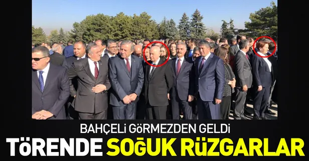 Anıtkabir'deki 29 Ekim töreninde dikkat çeken an! Bahçeli, Akşener'i görmezden geldi