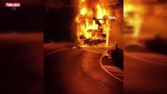 Sarıyer’de İETT otobüsü alev alev yandı