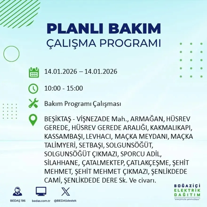 12 ilçe 8 saat elektriksiz! BEDAŞ duyurdu: İşte 14 Ocak kesinti listesi - 11
