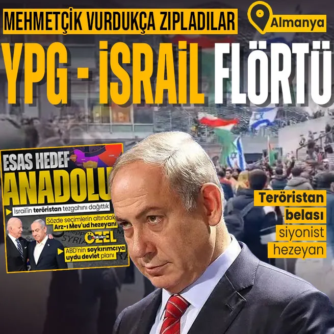 Mehmetçik vurdukça kudurdular! YPGli militanlar Almanyada İsrail bayrağı açtı | Netanyahu - Kandil flörtü ve teröristan hezeyanı