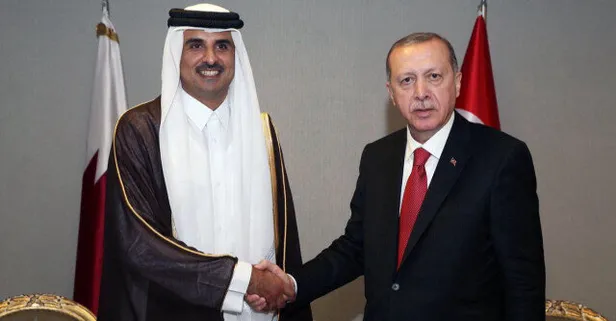 Son dakika: Başkan Erdoğan Katar Emiri Şeyh Temim bin Hamed Al Sani ile görüştü