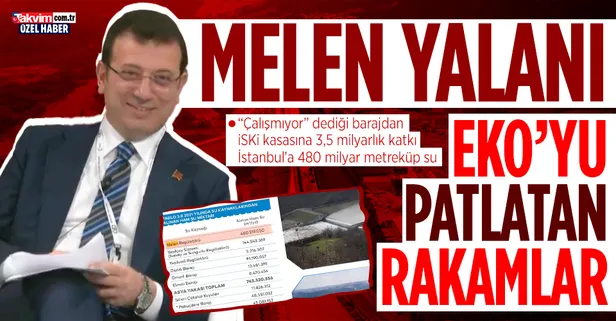 Ekrem İmamoğlu'nun Melen yalanı patladı! "Çalışmıyor" dediği Melen'den belediye kasasına 3,5 milyar TL'lik katkı