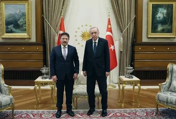 Başkan Recep Tayyip Erdoğan TESK Genel Başkanı Mehmet Yiğiner'i kabul etti