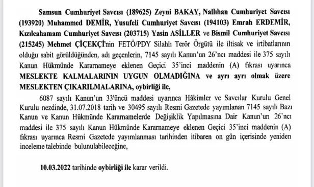 Resmi Gazete'de son dakika yayımlandı! FETÖ/PDY ile iltisaklı 5 Cumhuriyet Savcısı meslekten çıkarıldı-1