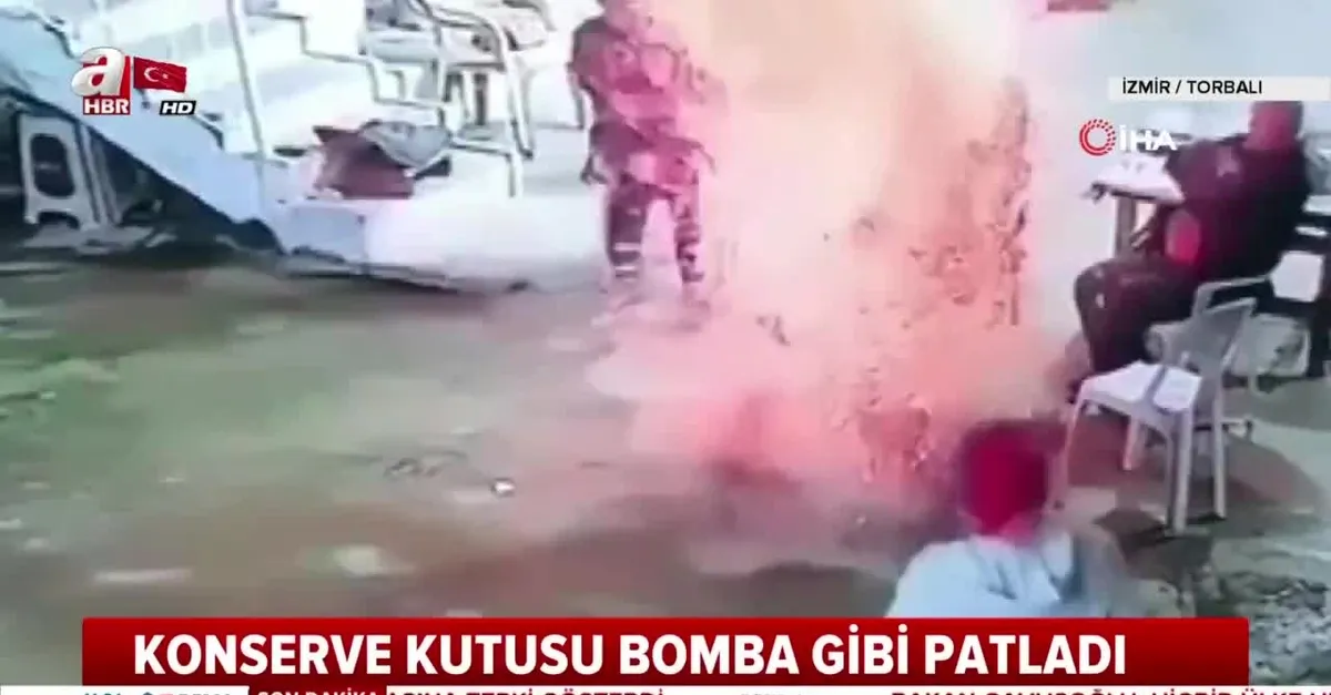 İzmir Torbalı'da konserve kutusu bomba gibi patladı! O anlar kamerada