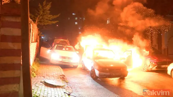 İstanbul'da korku dolu anlar! Sokak ortasında alev alev yandı: Arabasına atlayan kaçtı - 6