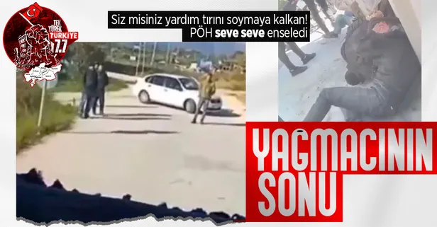 Hatay'da yol kapatarak yardım tırını soymaya çalışan alçaklar yakalandı! PÖH devrede