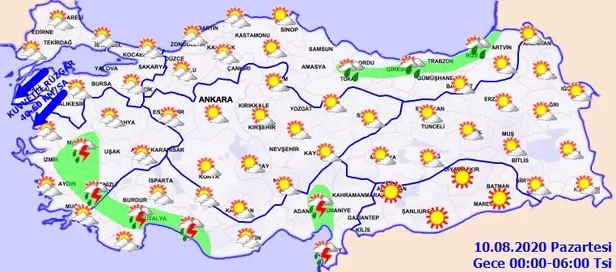 HAVA DURUMU | Meteorolojiden o illere kuvvetli sağanak uyarısı | 10 Ağustos 2020 hava nasıl olacak?-4