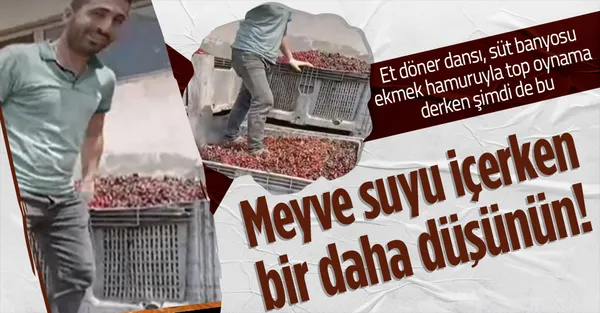 Afyonkarahisar'da meyve suyu fabrikasında isyan ettiren görüntüler! Ayakkabılarıyla meyvelerin üzerinde tepindi!-1