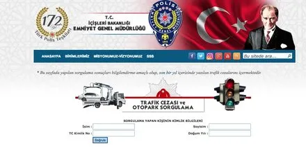 EGM trafik cezası sorgulama sayfası