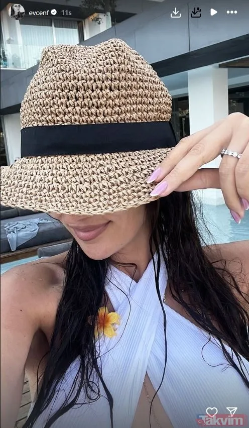 Kim der 2 çocuk annesi! Fahriye Evcen beyaz mayosuyla havuz başında! Burak Özçivit’in eşi yaz pozlarıyla sosyal medyayı salladı - 6