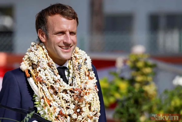 Fransa Cumhurbaşkanı Emmanuel Macron'un Fransız Polinezyası'nda ilginç anları! Boynuna çiçekleri doladılar - 10