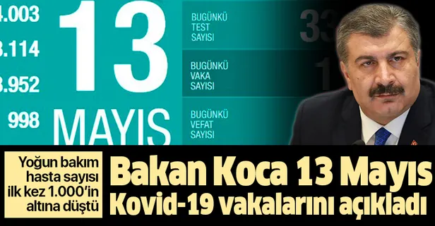 Son dakika: Sağlık Bakanı Fahrettin Koca 13 Mayıs koronavirüs vaka sayılarını açıkladı