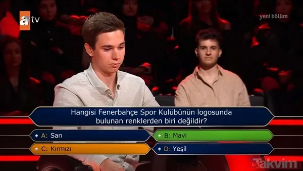 Kim Milyoner Olmak İster'de Fenerbahçe sorusu! Tuttuğu takımın rengini bilemedi veda etti! Kenan İmirzalıoğlu: 'Galatasaray mı sandın?' - 7