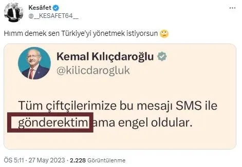 8'li koalisyonun Cumhurbaşkanı adayı Kılıçdaroğlu'nun yazmayı beceremediği tweet alay konusu oldu!-5