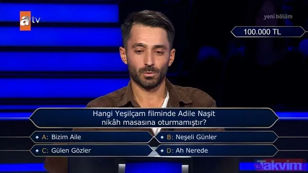 Kim Milyoner Olmak İster'de geceye damga vuran Yeşilçam sorusu! Adile Naşit sorusu uzun süre düşündürdü! İşte o anlar... - 3