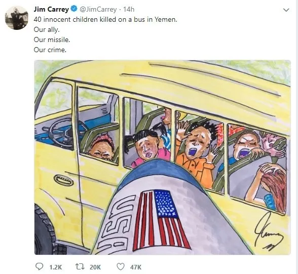 40 çocuğun hayatını kaybettiği saldırıya ABD'li aktörden Jim Carrey'den tepki-1