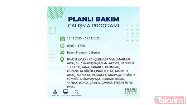 Mahallen listede olabilir! İstanbul'da büyük elektrik kesintisi: BEDAŞ 13 Kasım için saat verdi - 12