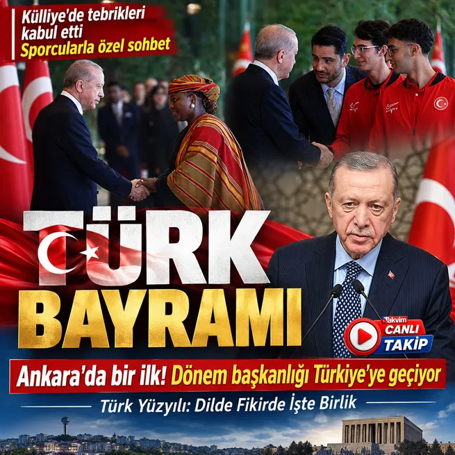 Cumhuriyetin 103. yılında Ankarada Türk dünyası buluşması! Başkan Erdoğan Külliyede tebrikleri kabul etti