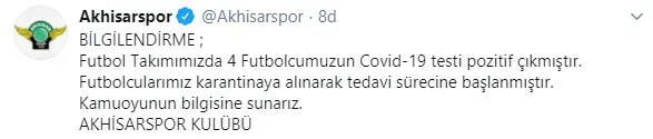 Koronavirüs spor dünyasını da vurdu | Akhisarspor'da 4 futbolcu pozitif çıktı-2