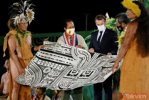 Fransa Cumhurbaşkanı Emmanuel Macron'un Fransız Polinezyası'nda ilginç anları! Boynuna çiçekleri doladılar - 22