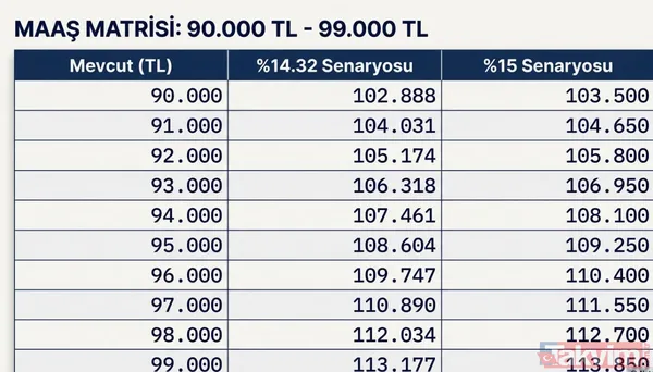 Mevcut: 82.000 % 14.32 Zamlı: 93.742 % 15 Zamlı: 94.300 Mevcut: 83.000 % 14.32 Zamlı: 94.886 % 15 Zamlı: 95.450 Mevcut: 84.000 % 14.32 Zamlı: 96.029 % 15 Zamlı:...