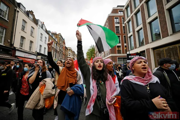 SON DAKİKA: Filistinlilerin katledilmesi protesto ediliyor! Binler Londra'da İsrail Büyükelçiliği'ne yürüyor - 20