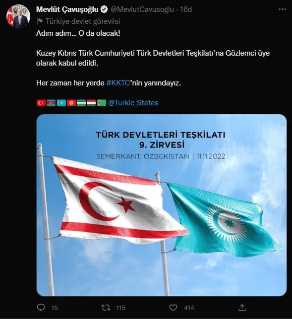 Son dakika: Dışişleri Bakanı Mevlüt Çavuşoğlu: KKTC Türk Devletleri Teşkilatı’na gözlemci üye oldu!-1