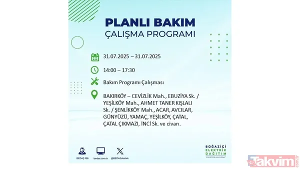 İstanbul'da bugün elektrik kesilecek mi? 31 Temmuz Perşembe elektrik kesintisi yaşanacak ilçeler hangileri? - 36
