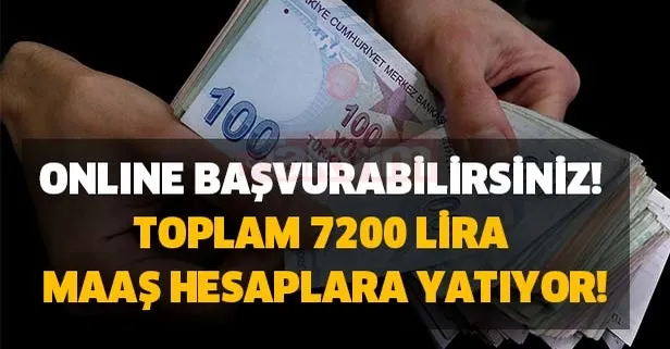 Toplam 7200 lira maaş hesaplara yatıyor! Online başvurabilirsiniz!
