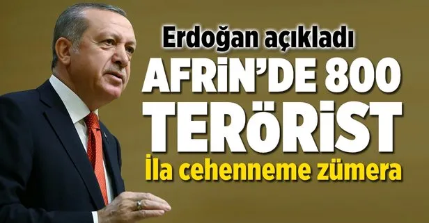 Erdoğan açıkladı: Afrinde 800 terörist öldürüldü