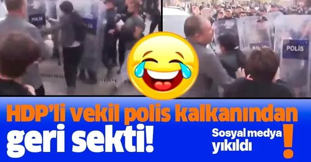 Polis kalkanına kafa atan HDP’li Ayşe Sürücü alay konusu oldu!