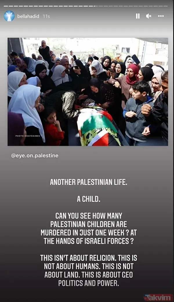 Instagram'dan sansür üstüne sansür! Ünlü model Bella Hadid'in 'Filistin' paylaşımları engellendi... - 5