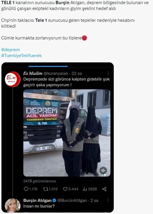 tele1-spikeri-burcin-atilgandan-igrenc-paylasim-tesetturlu-kadinlari-hedef-aldi-bunlar-insan-mi-1676557812749.jpg Tele1 spikeri Burçin Atılgan'dan iğrenç paylaşım! Tesettürlü kadınları hedef aldı: "Bunlar insan mı?"-7