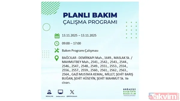 Mahallen listede olabilir! İstanbul'da büyük elektrik kesintisi: BEDAŞ 13 Kasım için saat verdi - 5