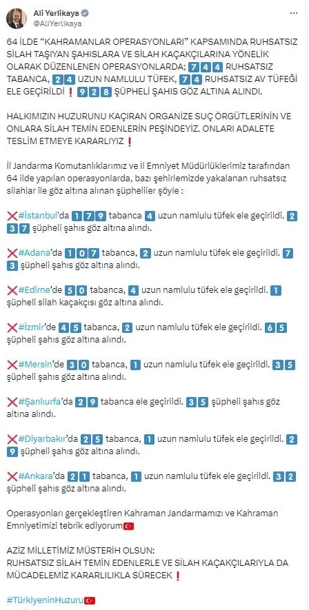 bakan-yerlikaya-detaylari-paylasti-64-ilde-kahramanlar-operasyonu-1696324880780.jpeg 64 ilde 'Kahramanlar' operasyonu! Bakan Yerlikaya duyurdu: 928 şüpheli gözaltına alındı-2