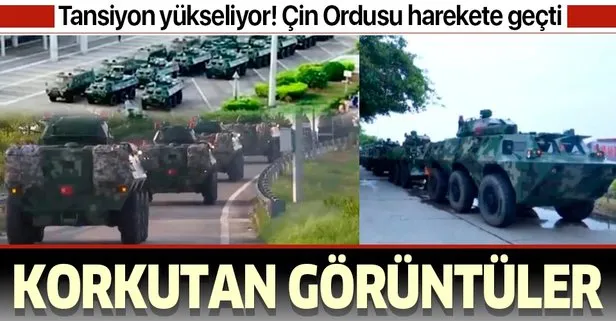 Çin Ordusu harekete geçti, korkutan görüntüler