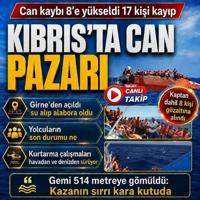 KKTC açıklarında can pazarı! Girne-Taşucu seferini yapan gemi battı: 8 kişi hayatını kaybetti