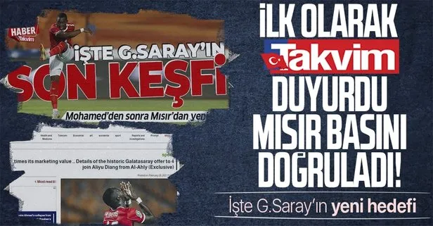 TAKVİM Galatasaray'ın yeni hedefini yazdı! Mısır basını doğruladı
