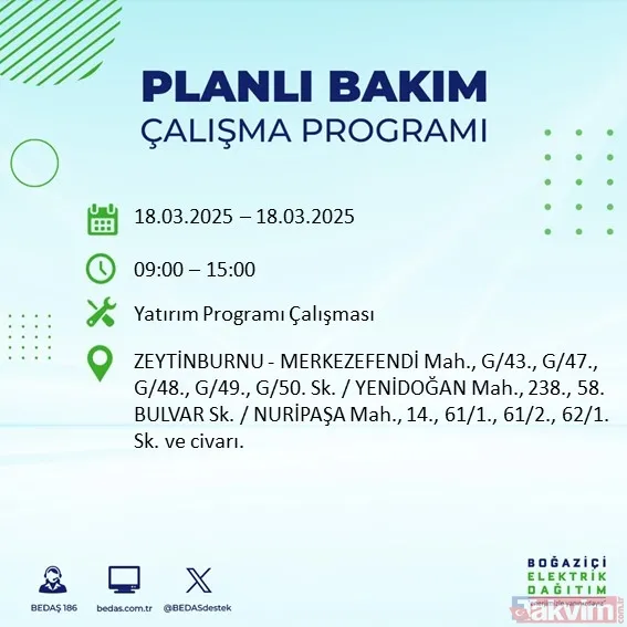 İstanbul elektrik kesintisi: 18 Mart 2025 İstanbul'da hangi ilçelerde elektrik yok? BEDAŞ listeledi - 2