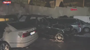 Sarıyer’de otoparktaki 5 otomobil yandı
