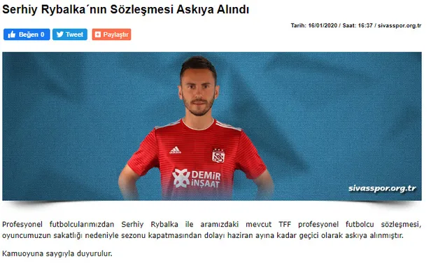 Son dakika haberi... Demir Grup Sivasspor'da Serhiy Rybalka´nın sözleşmesi askıya alındı-1