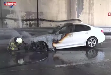 Ataşehir'de otomobil yangını! - İzle