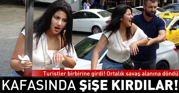 Taksim'de kavga; kafasında şişe kırdılar