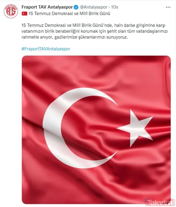 Türk futbolunun dev kulüplerinden 15 Temmuz paylaşımları... - 7