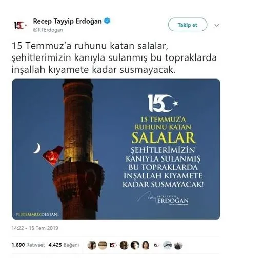 Son dakika... 15 Temmuz darbe girişiminin 3. yıl dönümünde camilerdeeş zamanlı sela okundu-1