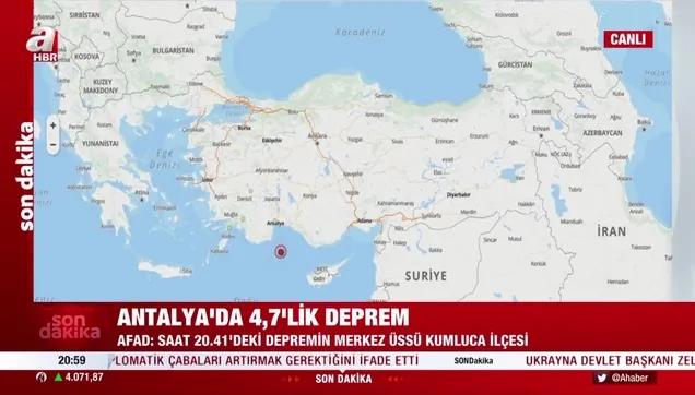 Antalya’da 4.7 büyüklüğünde deprem!