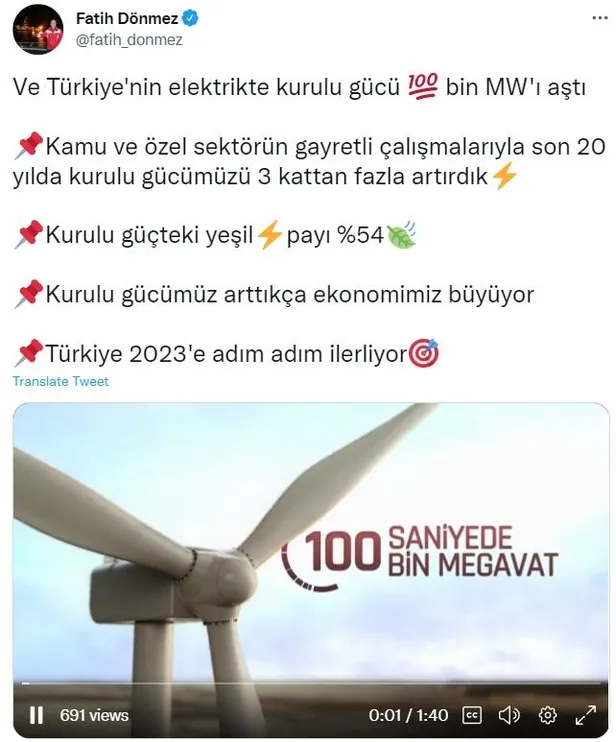Son dakika: Bakan Dönmez açıkladı: Türkiye'nin elektrikte kurulu gücü 100 bin megavatı aştı-2