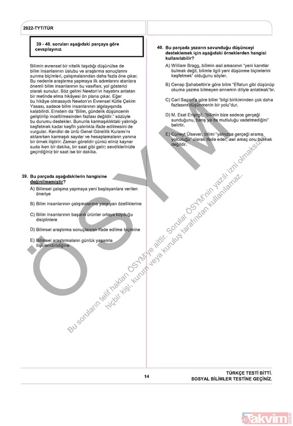 YKS TYT FUL A-B-C-D kitapçığı soru ve cevap anahtarı! 2022 YKS TYT SORU VE CEVAPLARI PDF İNDİR! osym.gov.tr YKS TYT Türkçe, Sosyal Bilimler, Matematik, Fen, Coğrafya, Din cevap anahtarı! - 16